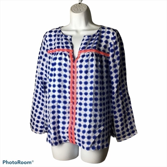 VINEYARD vines geometric dot textured silk top - Picture 1 of 5